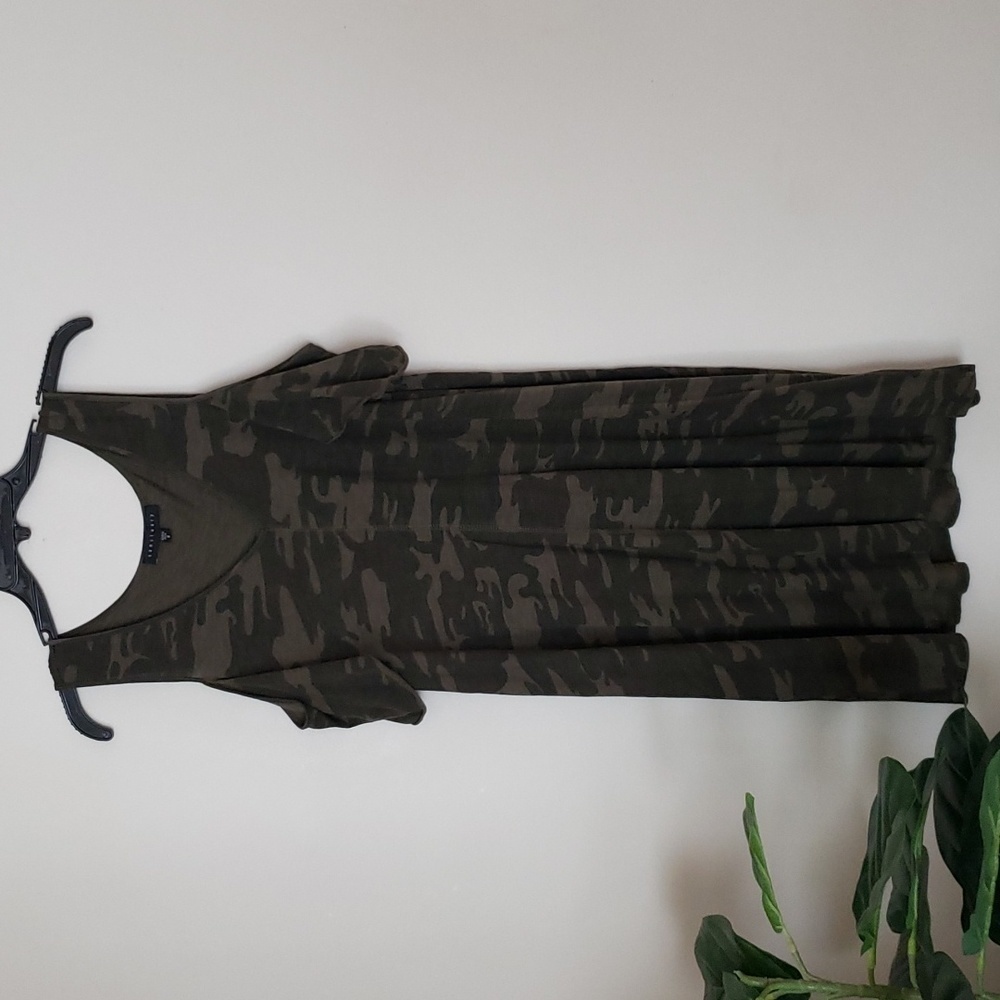 Sanctuary camo cold shoulder scoop neck A line dress, women's size small